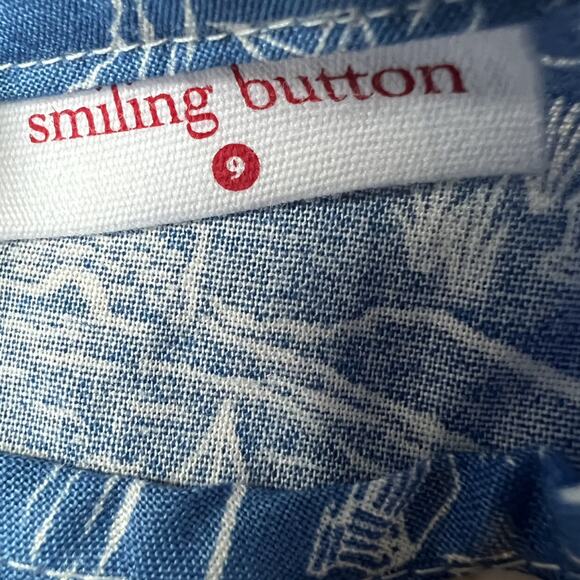 Smiling Button New Cotton By The Sea Winnie In Blue - Picture 5 of 6